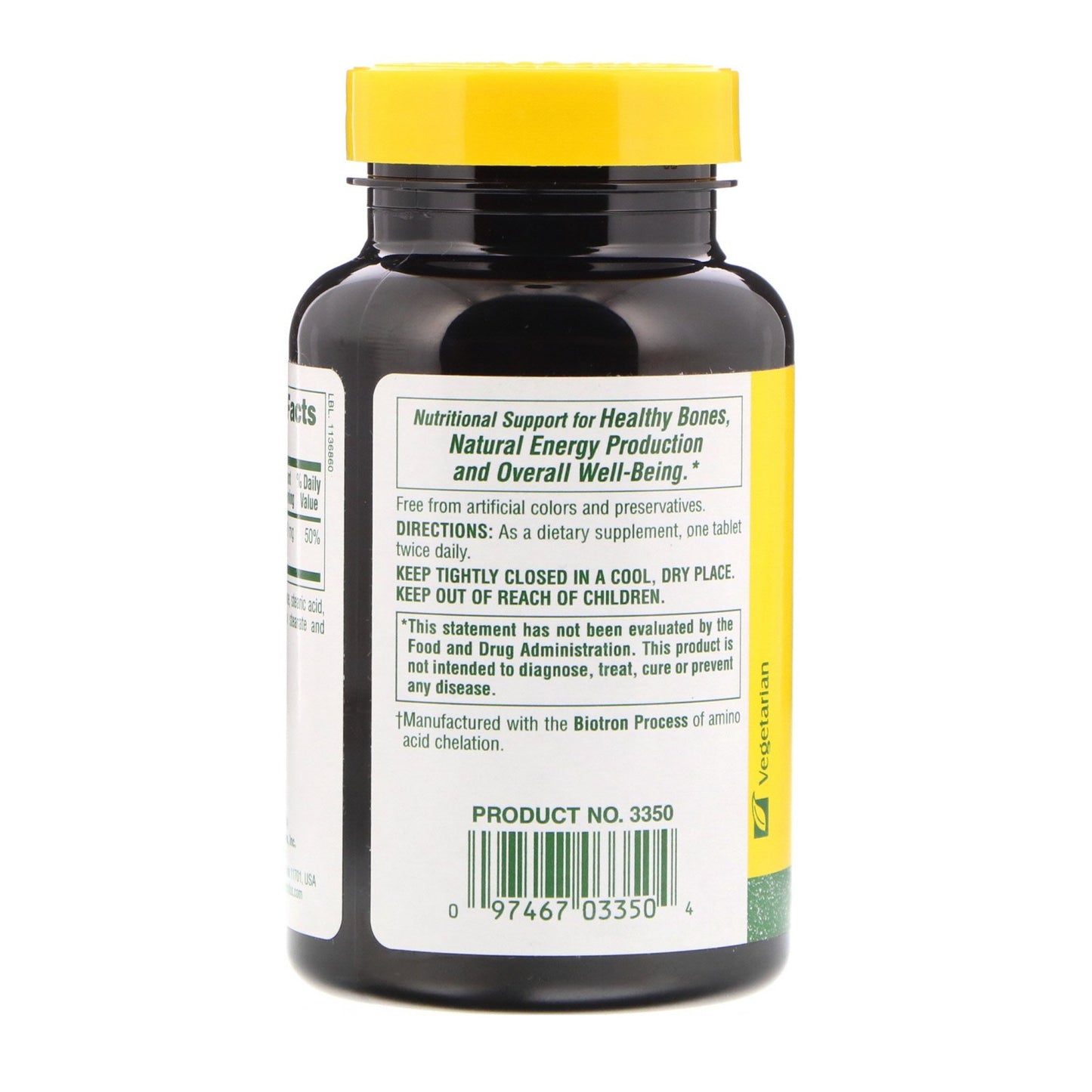 Natures plus Magnesium (Biotron Amino Acid Chelate) 200 mg, 90 tabs.