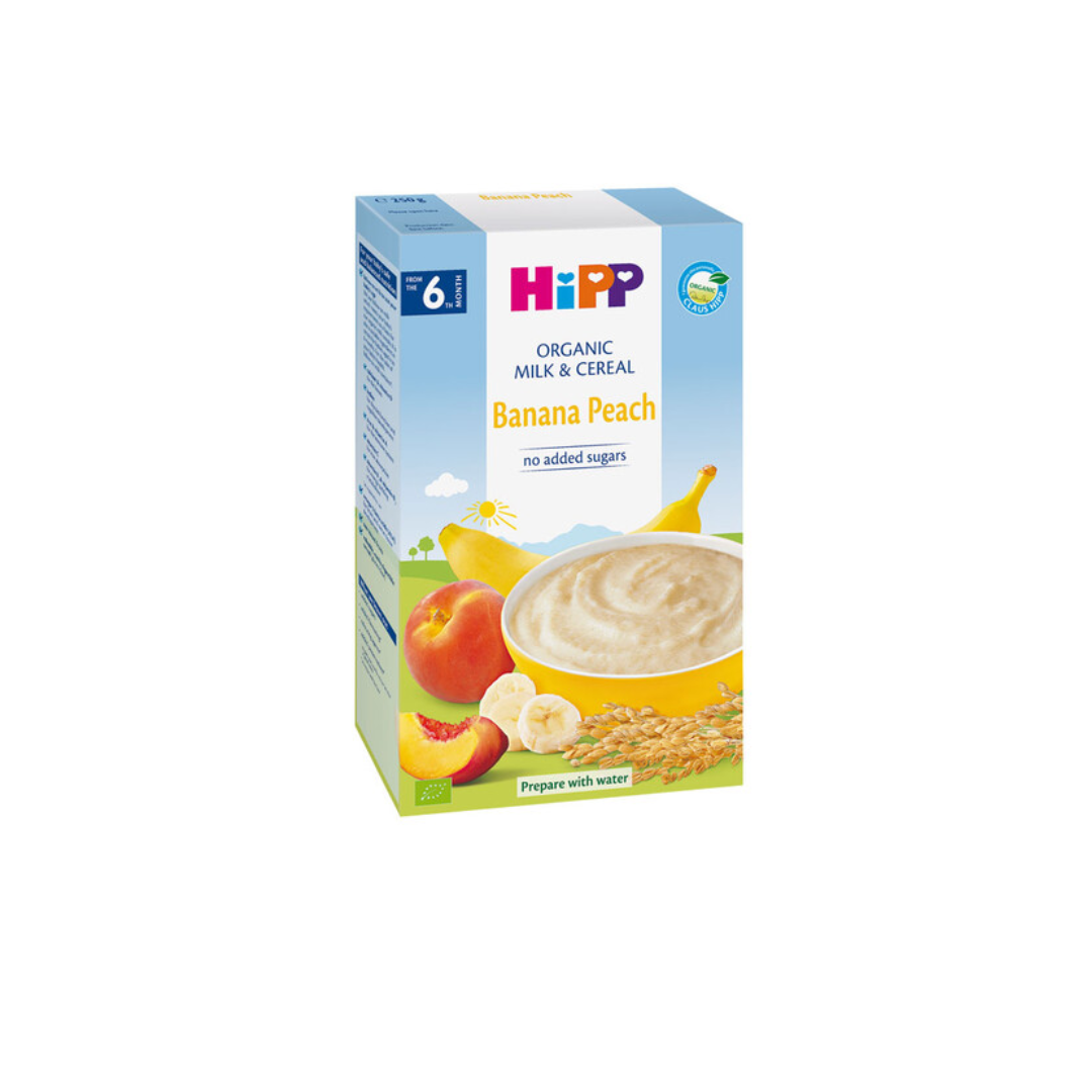 HIPP Organic Milk Pap Banana Peach, 250 g.