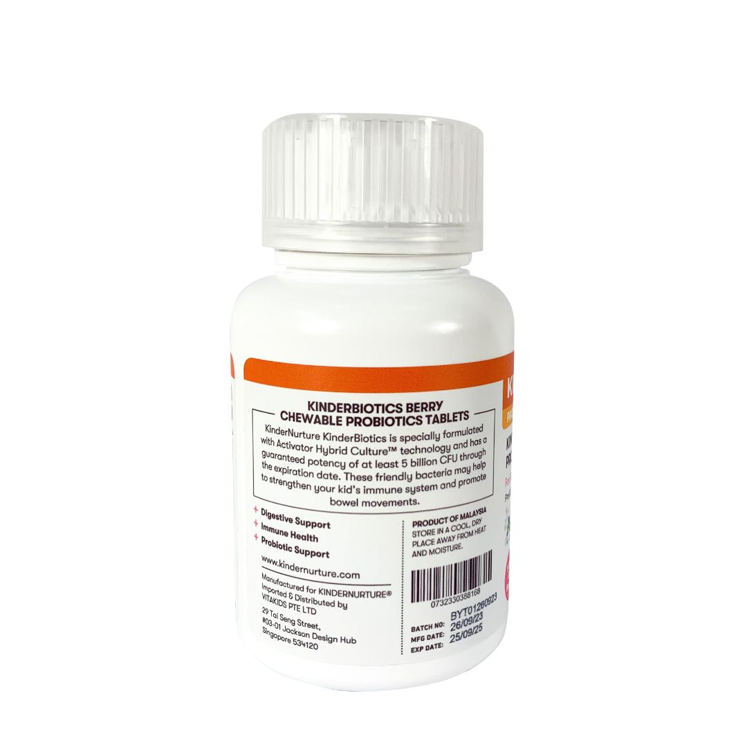 KinderNurture Kinderbiotics Berry Chewable Probiotics Tablets, 60 Chewable Tablets  [NEW PACKAGING]