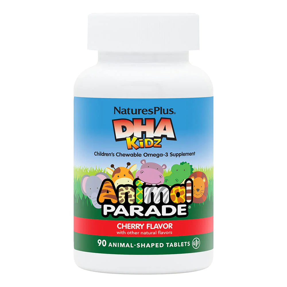 Natures Plus Source of Life Animal Parade Chewable DHA For Kids - Cherry, 90 tabs.