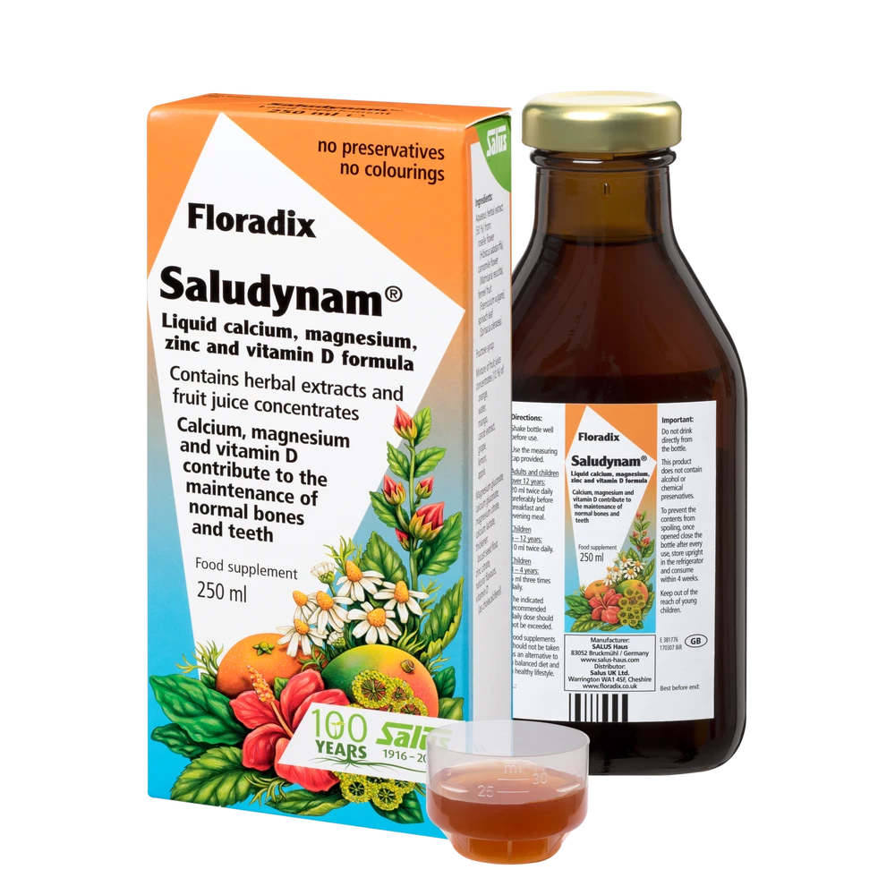 Salus Haus Floradix Saludynam Liquid Vit D, Calcium, Magnesium, Zinc, 250 ml