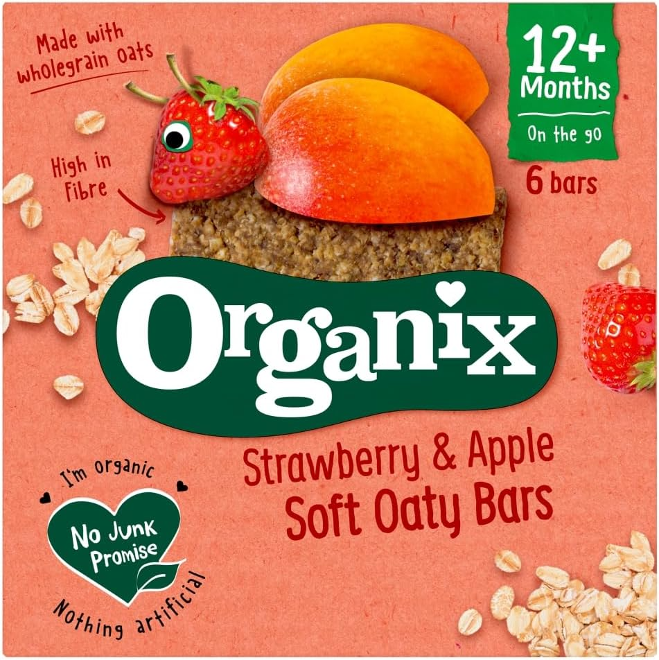 Organix Goodies Organic Soft Oaty Bars - Strawberry & Apple, 6 x 23 g.