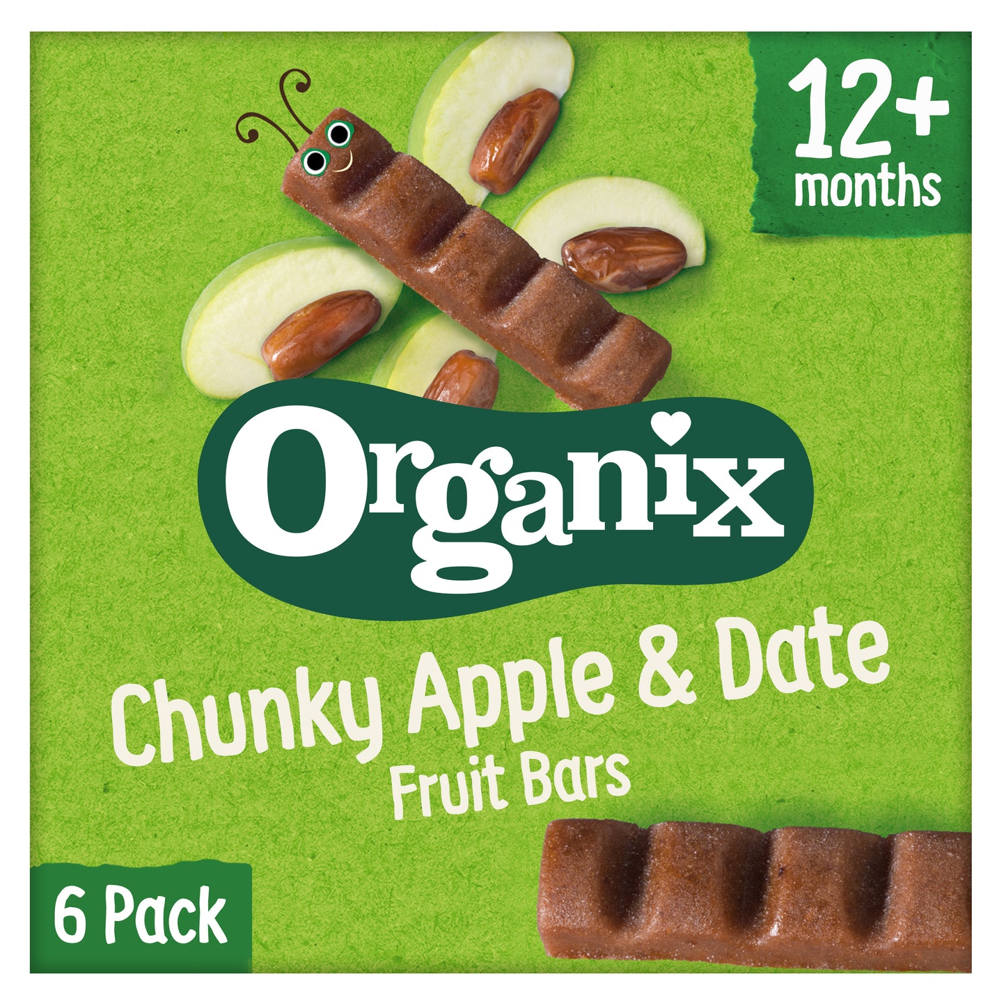 Organix Goodies Organic Chunky Fruit Bars - Apple & Date, 6 x 17 g.