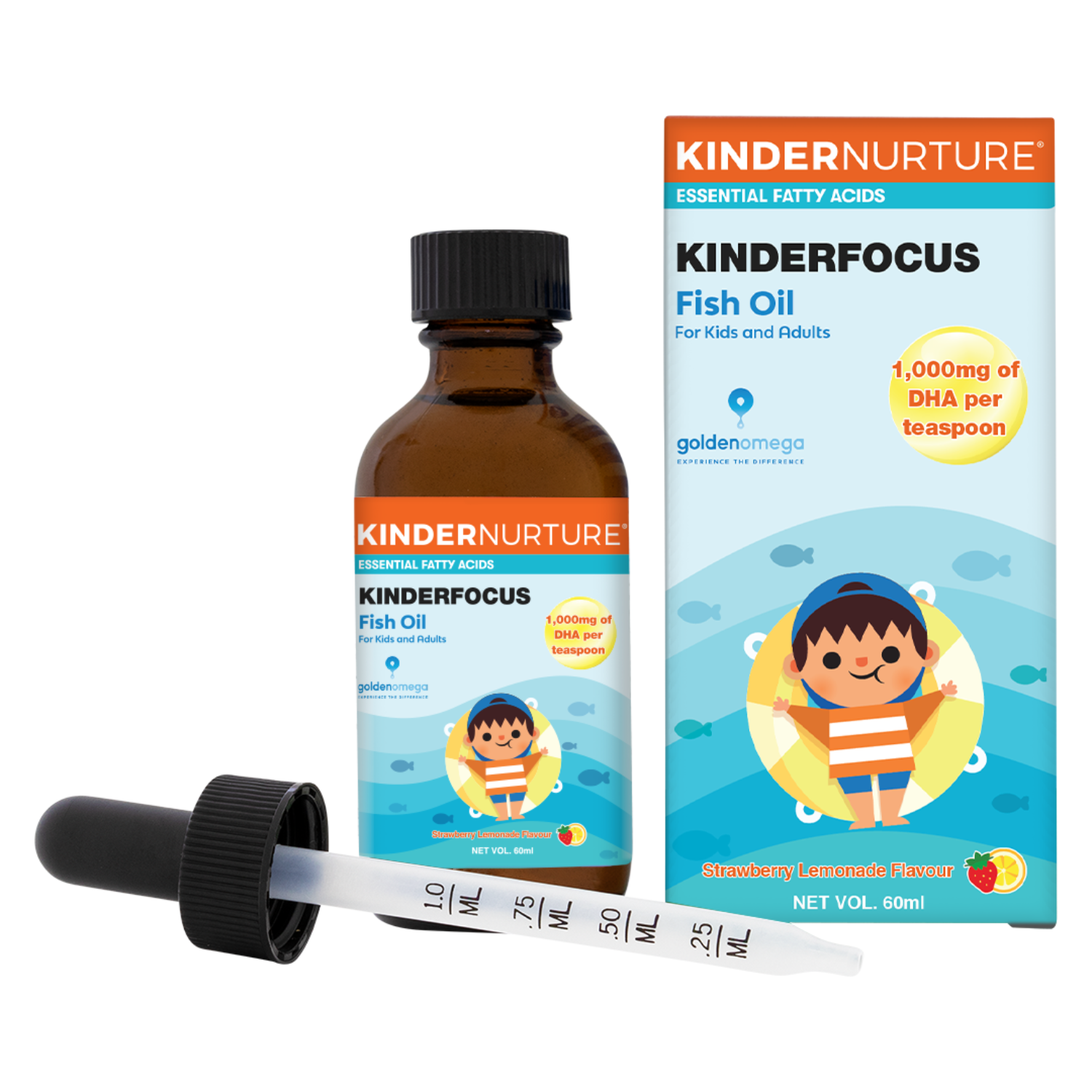 KinderNurture KinderFocus Fish Oil- Strawberry Lemonade, 60ml