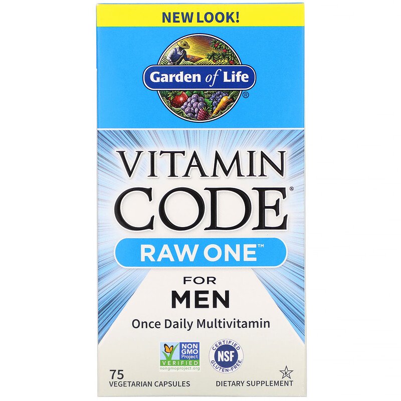 Garden of Life Vitamin Code Raw One For Men, 75 Vcaps.