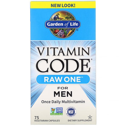 Garden of Life Vitamin Code Raw One For Men, 75 Vcaps.
