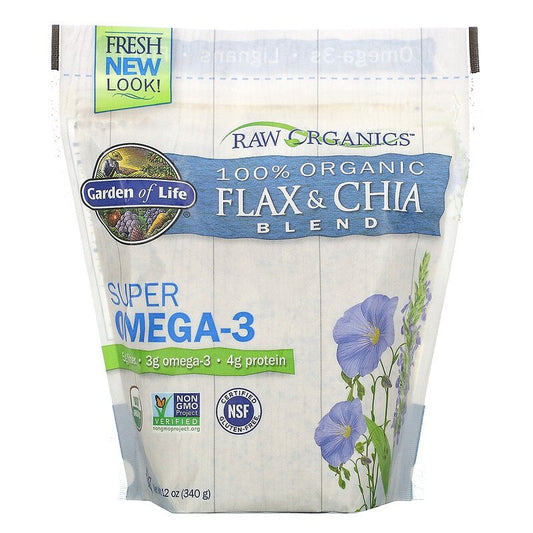 Garden of Life RAW Organics - Organic Golden Flax Seed & Organic Chia Seed, 340 g.