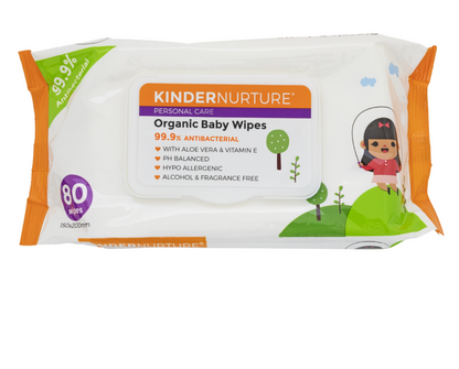 Carton Deal - KinderNurture Organic Baby Wipes, 80 wipes