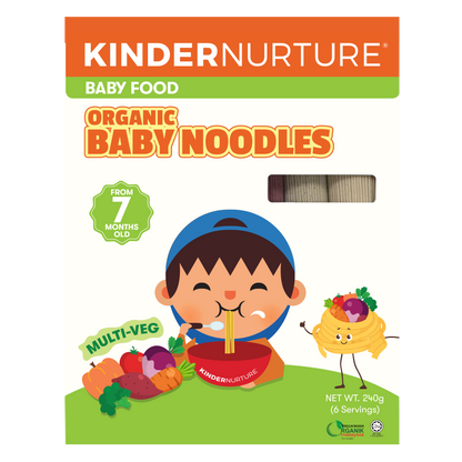KinderNurture Organic Baby Noodles- Multi-Veg (6 flavours), 6 x 40g.