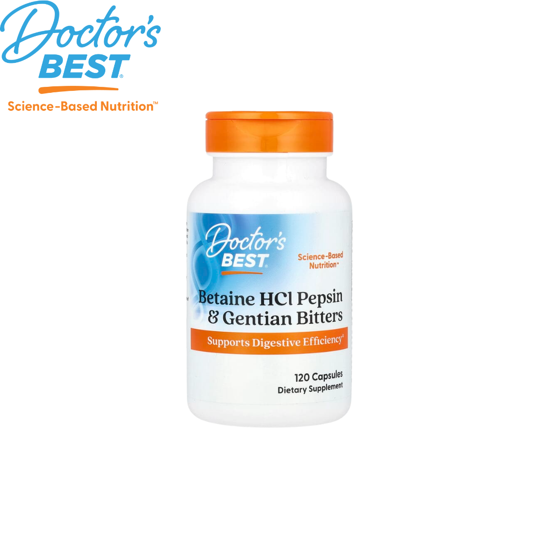 Doctor's Best Betaine HCl Pepsin & Gentian Bitters, 120 caps