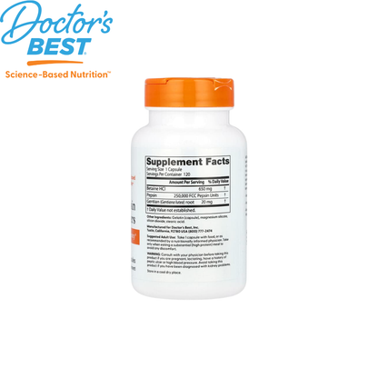 Doctor's Best Betaine HCl Pepsin & Gentian Bitters, 120 caps