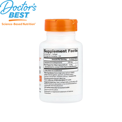 Doctor's Best High Absorption CoQ10 with BioPerine, 100 mg, 120 sgls