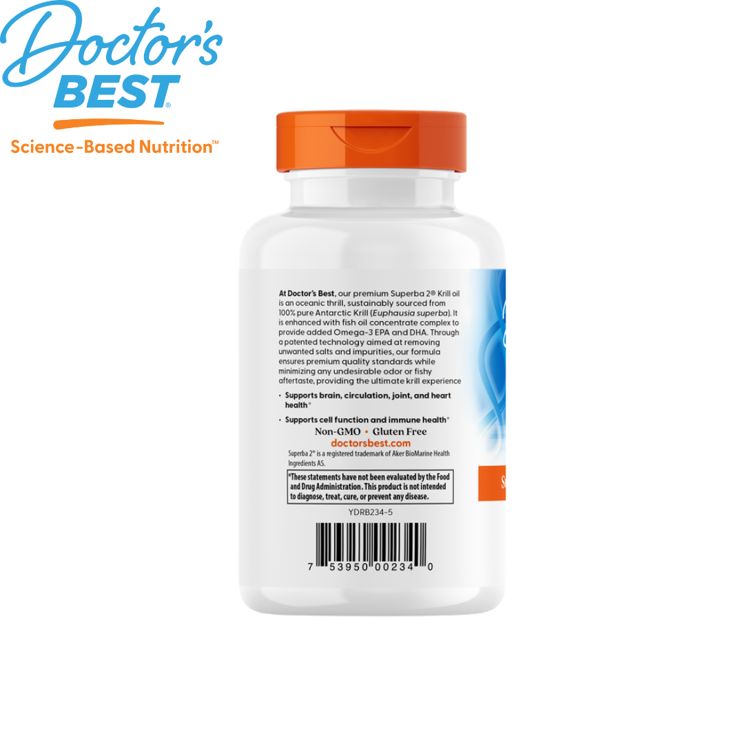 Doctor's Best Enhanced Krill + Omega 3s with Superba Krill, 60 sgls