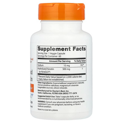 Doctor's Best Hydrolyzed Keratin 500 mg, 60 vcaps.