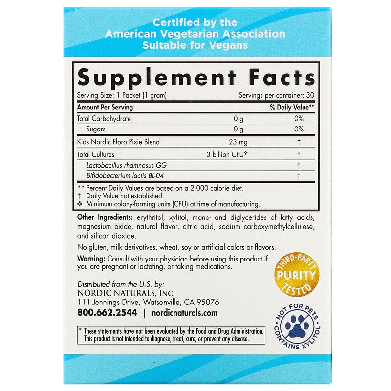 Nordic Natural Kids Nordic Flora Probiotic Pixies, 3 Billion CFU