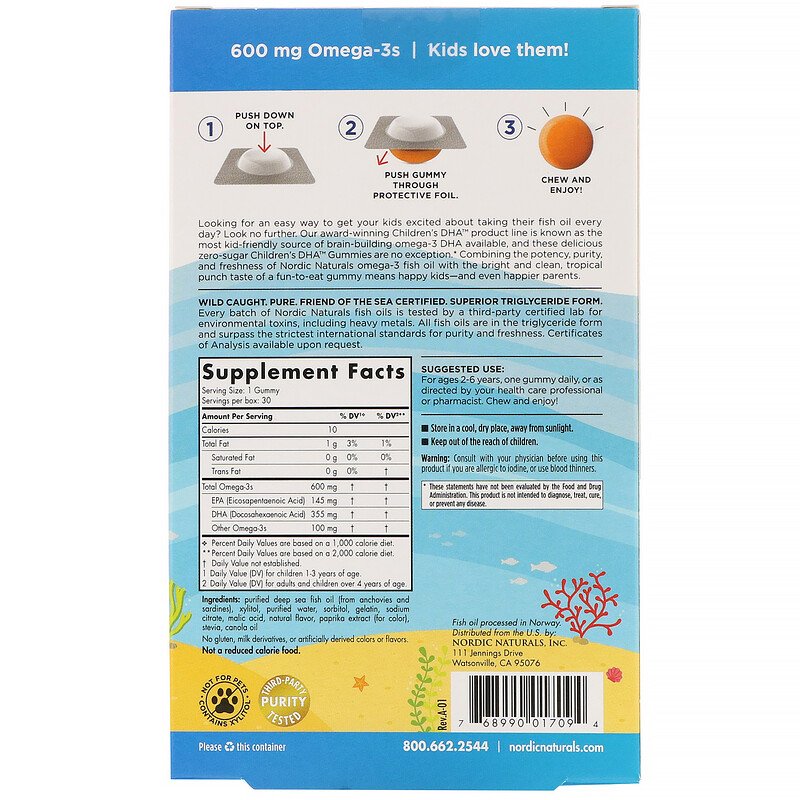 Nordic Naturals Children's DHA Gummies, 30 Gums.