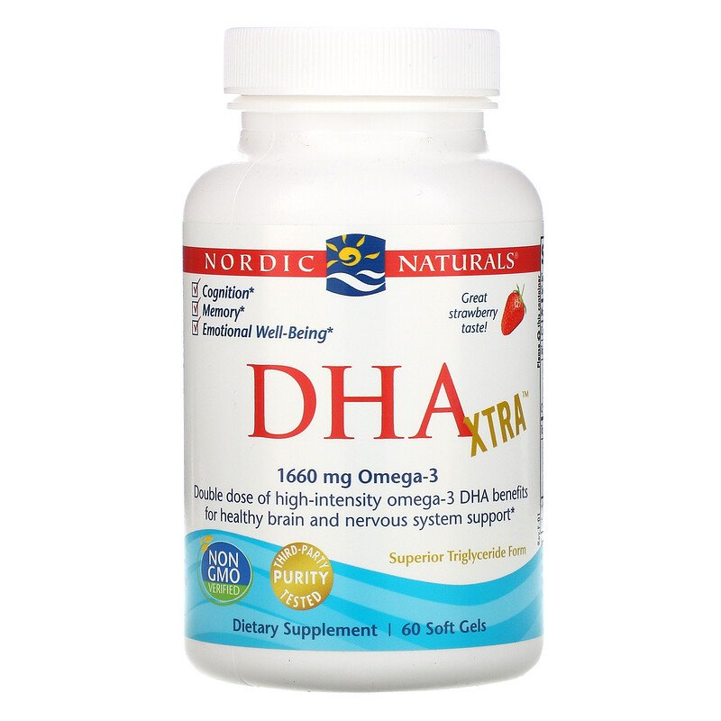 Nordic Naturals DHA Xtra 1000 mg - Strawberry, 60 sgls.