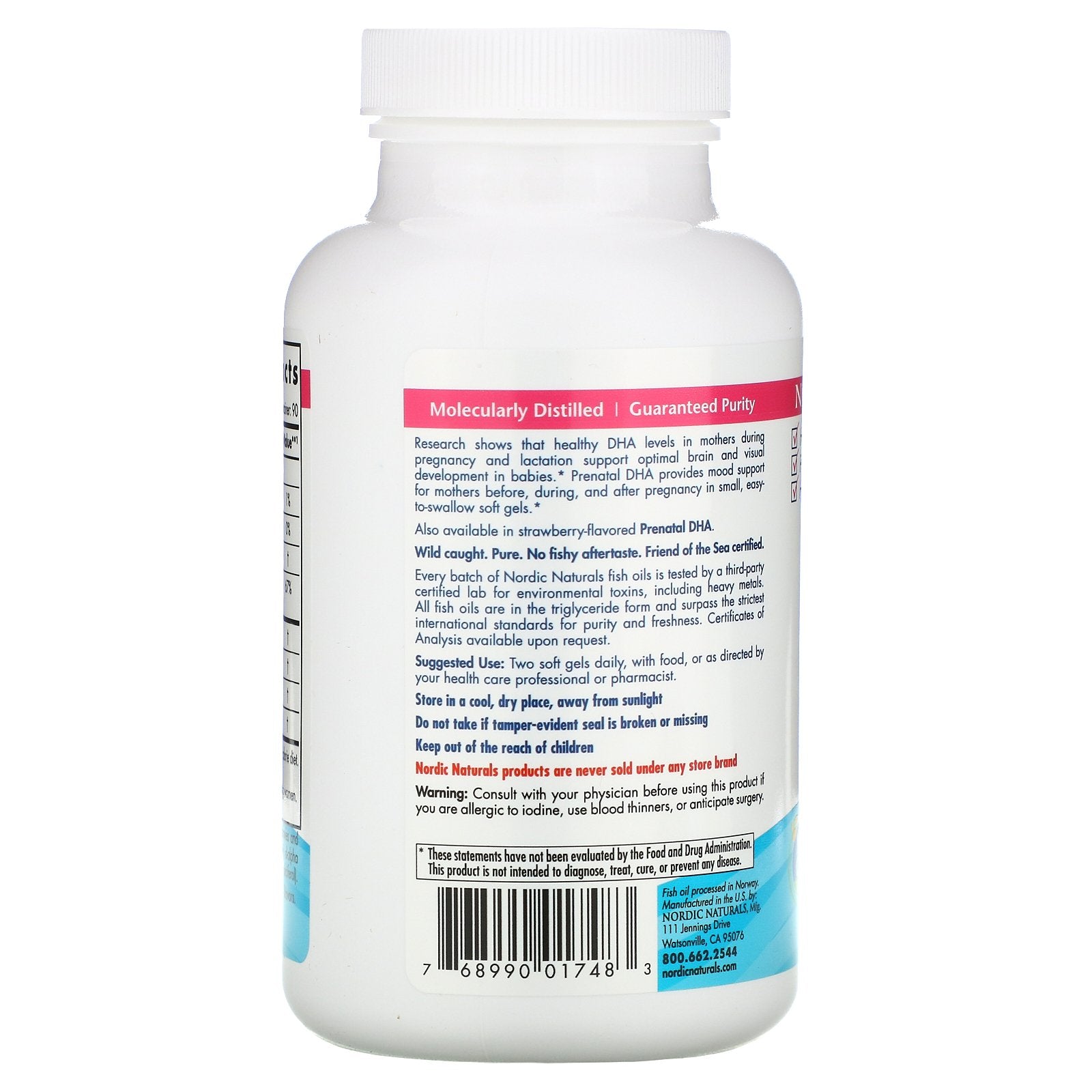Nordic Naturals Prenatal DHA 500 mg - Plain, 180 sgls.