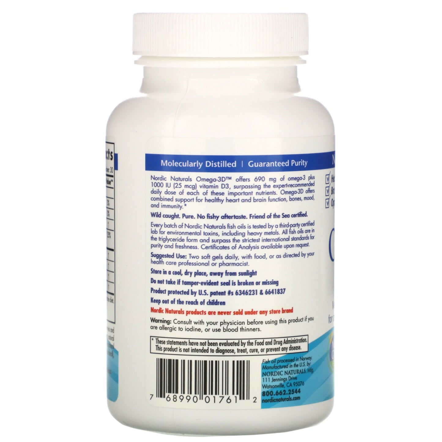 Nordic Naturals Omega-3D (1000 IU) - Lemon, 60 sgls.