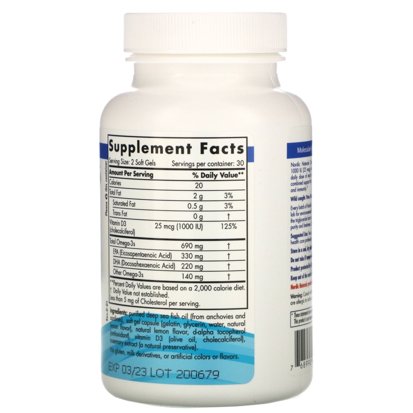 Nordic Naturals Omega-3D (1000 IU) - Lemon, 60 sgls.