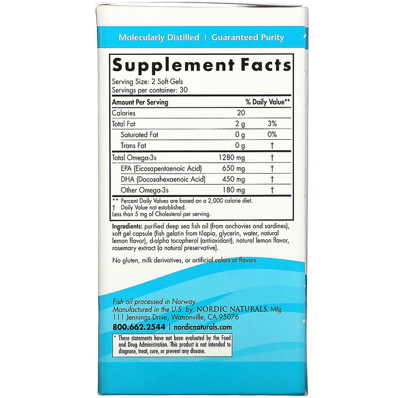Nordic Naturals Ultimate Omega 1000 mg Fish Gelatin - Lemon, 60 sgls.