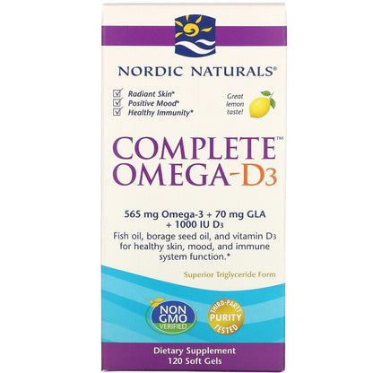 Nordic Naturals Complete Omega-D3 1000 mg - Lemon, 120 sgls.