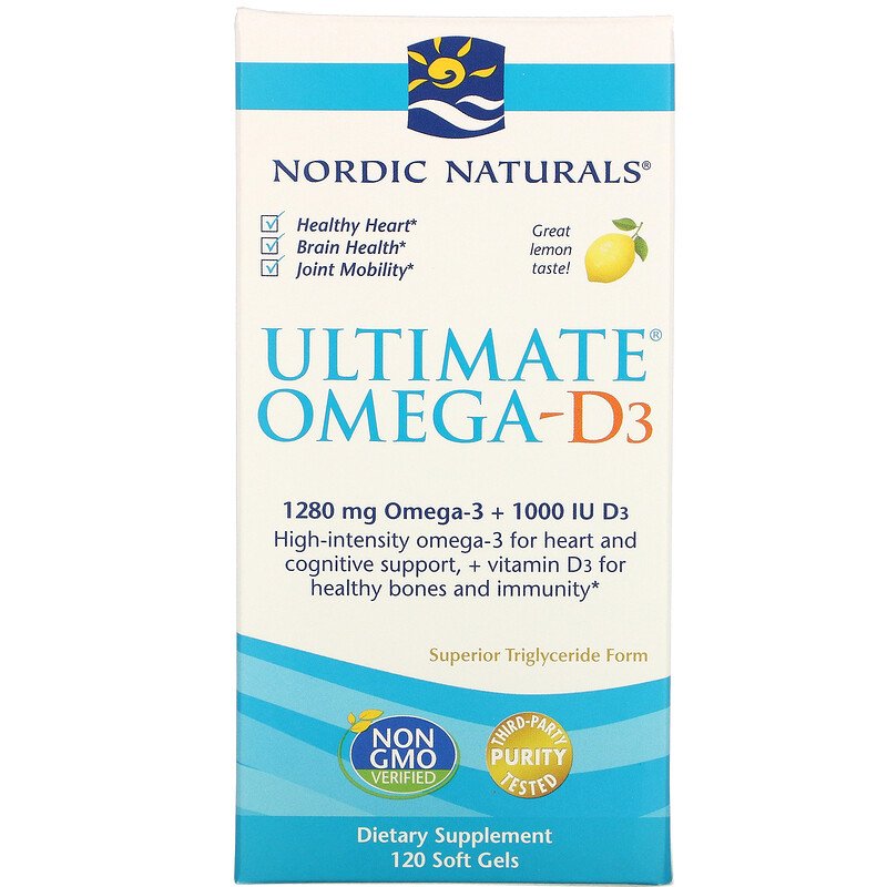 Nordic Naturals Ultimate Omega-D3 1000 mg - Lemon, 120 sgls.