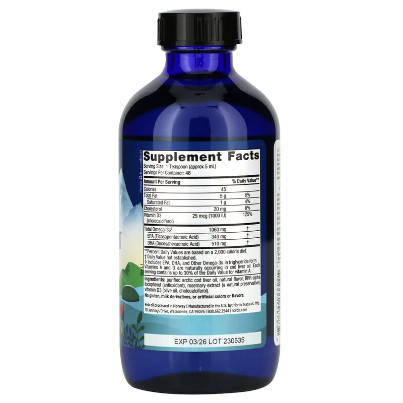 Nordic Naturals Arctic-D Cod Liver Oil - Lemon, 237 ml.