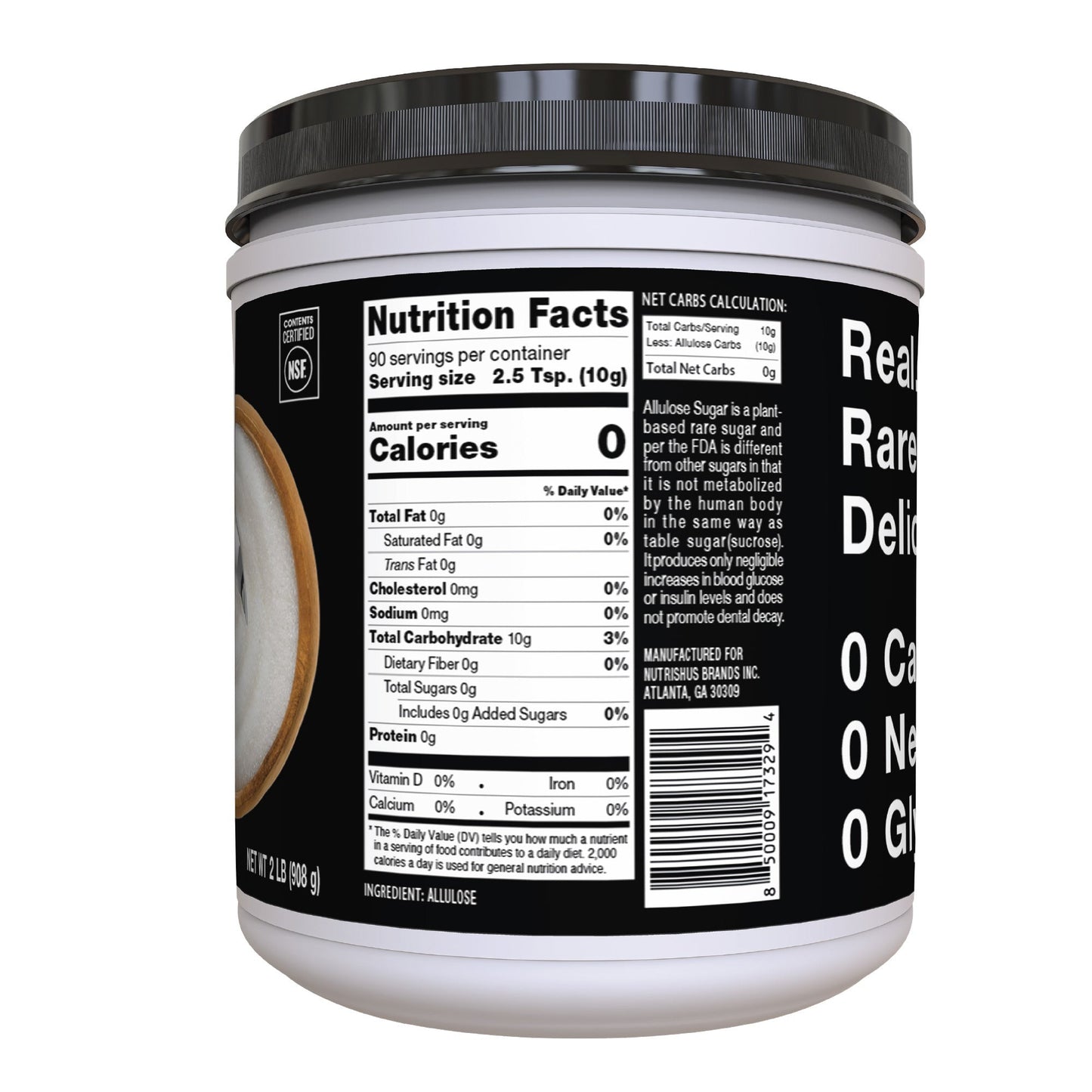 RxSugar Allulose Sugar Canister, 908g.