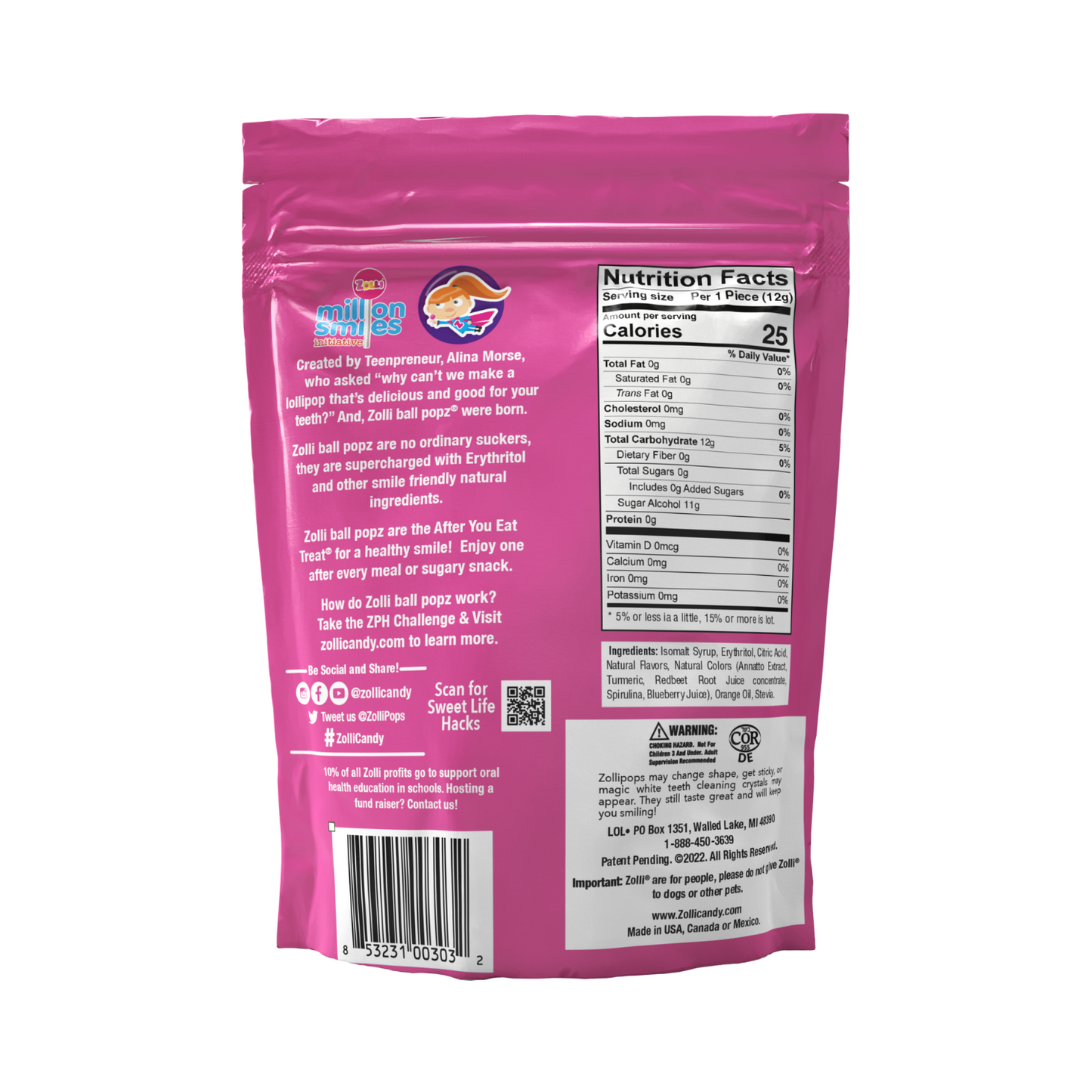 Zolli Ball Popz Assorted Fruit, 147g