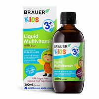 Brauer Kids Liquid Multivitamin with Iron, 200ml.