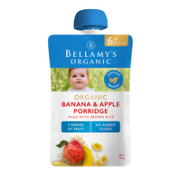 Bellamy's Organic Banana Apple Porridge made with Brown Rice, 120g.