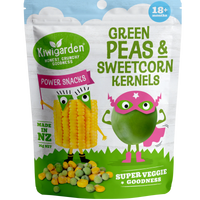 Kiwigarden Green Peas and Sweetcorn Kernels, 14g.