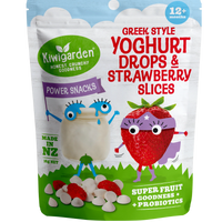 Kiwigarden Greek Style Yogurt Drops and Strawberry Slices, 14g.