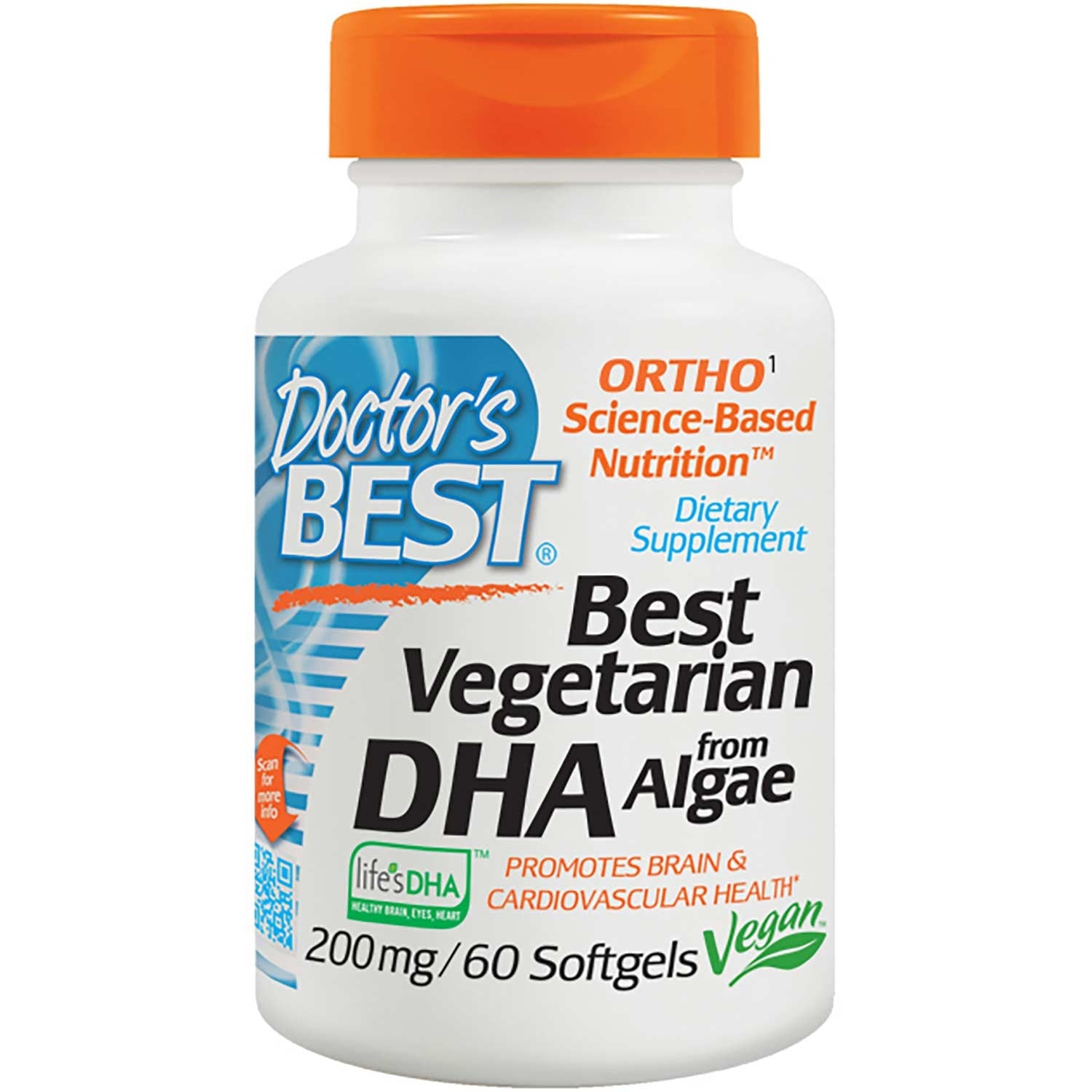 Doctor's Best Best Vegetarian DHA from Algae 200mg, 60 sgls