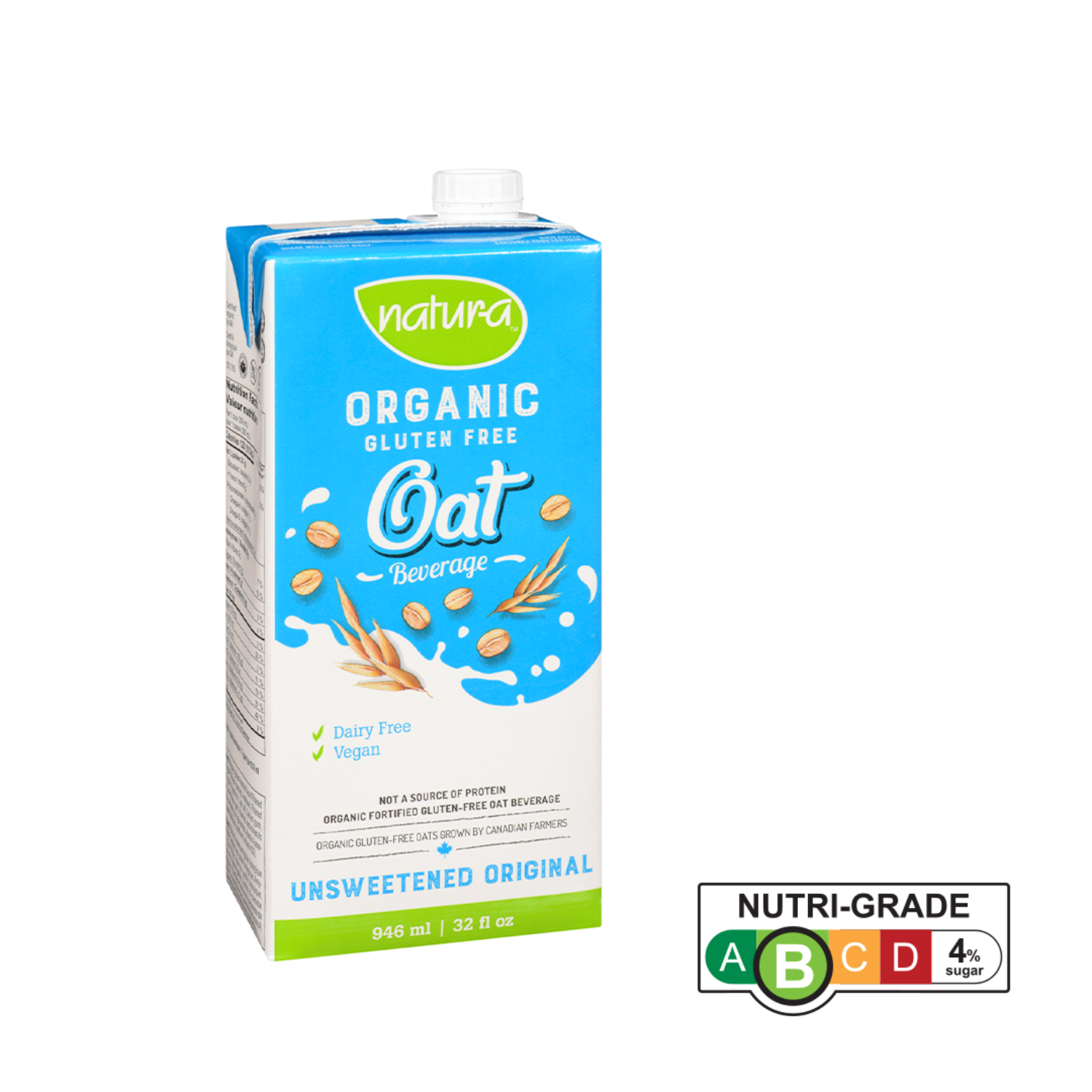 [Case of 12] Natur-a Oat Beverage - Original Unsweetened (Organic), 946 ml.