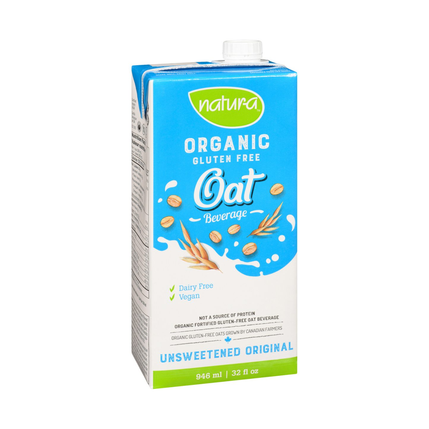 [Case of 12] Natur-a Oat Beverage - Original Unsweetened (Organic), 946 ml.