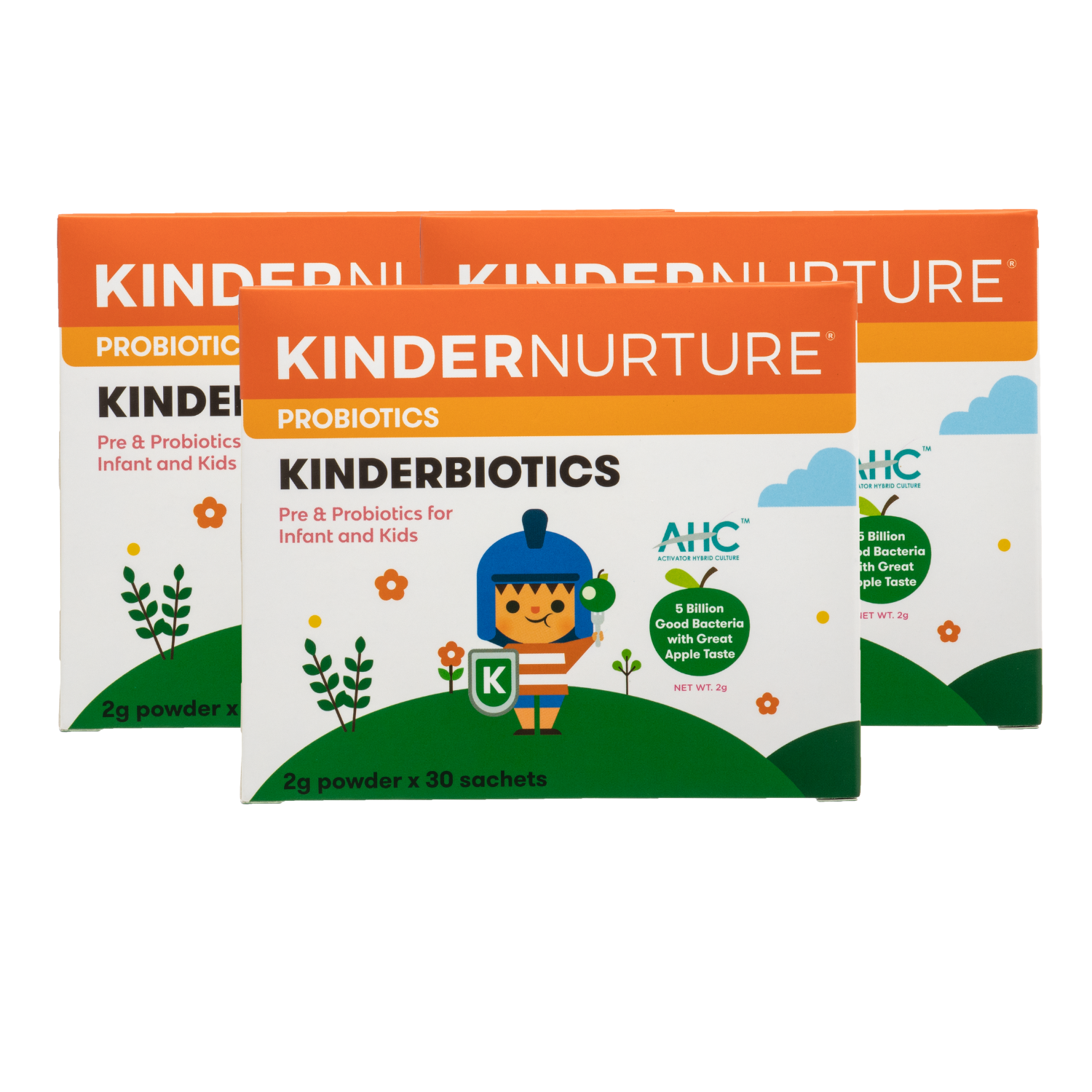 [25% Off Bundle Deal] 3 x KinderNurture Kinderbiotics Probiotics, 30 sachets x 2g.