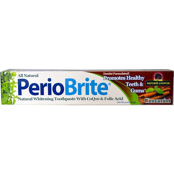 Nature's Answer PerioBrite Natural Whitening Toothpaste w/CoQ10 & Folic Acid, Cinnamint, 113.4 g.