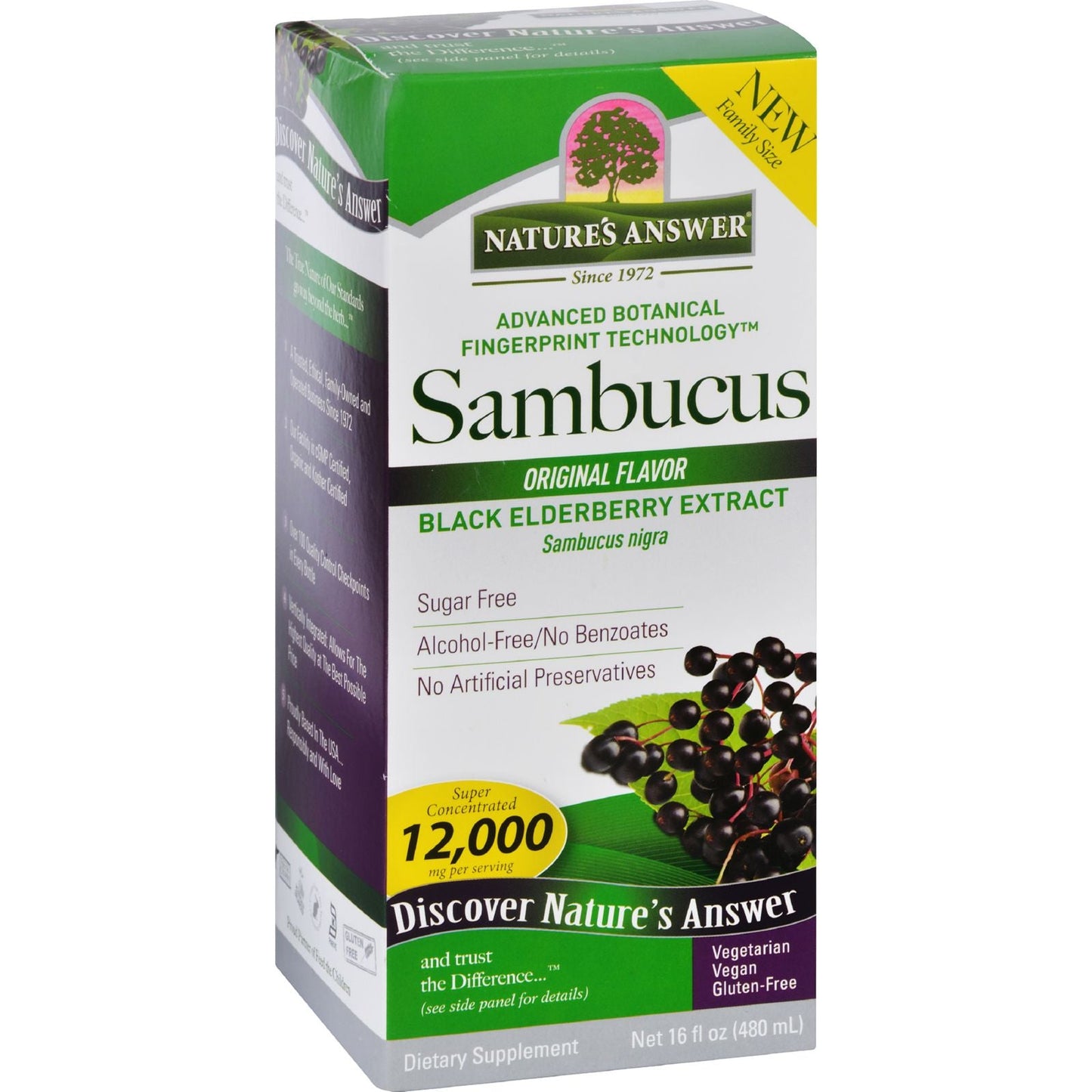 Nature's Answer Sambucus Black Elder Berry Extract (Alcohol-Free), 480 ml.-NaturesWisdom