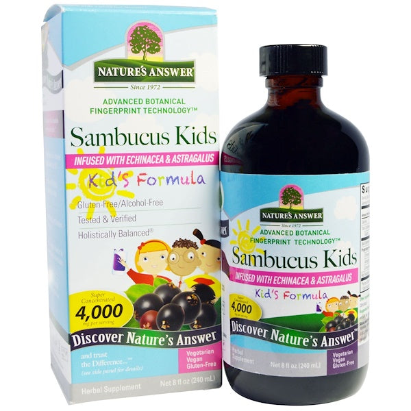 Nature's Answer Sambucus Black Elder Berry Extract (A/F) - Kids' Formula, 240ml.-NaturesWisdom