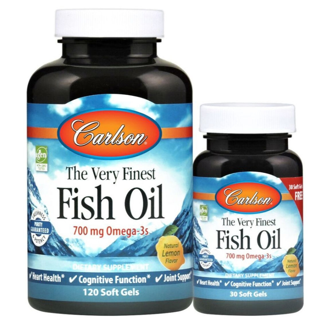 Carlson The Very Finest Fish Oil- Lemon Flavor, 120sgls + Free 30sgls.-NaturesWisdom