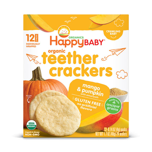 Happy Family Happy Baby Organic Teether Cracker- Mango & Pumpkin, 12 x4 g. [EXP: 28/2/25]
