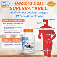 Doctor's Best Enhanced Krill + Omega 3s with Superba Krill, 60 sgls