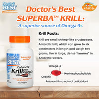 Doctor's Best Enhanced Krill + Omega 3s with Superba Krill, 60 sgls