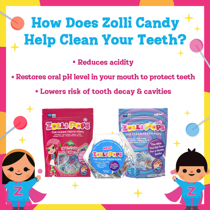 Zollipops The Clean Teeth Pops- Hexagon Variety Jar, 147g