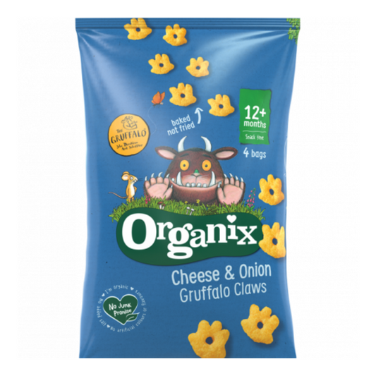 Organix Cheese & Onion Gruffalo Claws, 4 x 15 g.