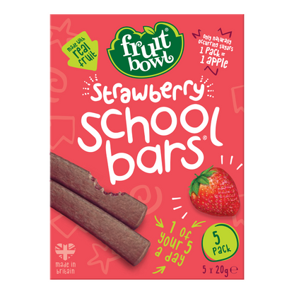 Fruit Bowl School Bars- Strawberry, 5 x 20g. [Exp: 15/05/24]