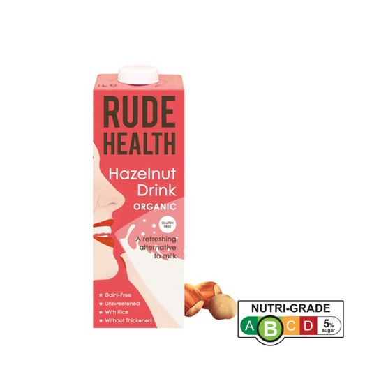 Rude Health Organic Dairy-free Drink - Hazelnut (Gluten Free), 1L.