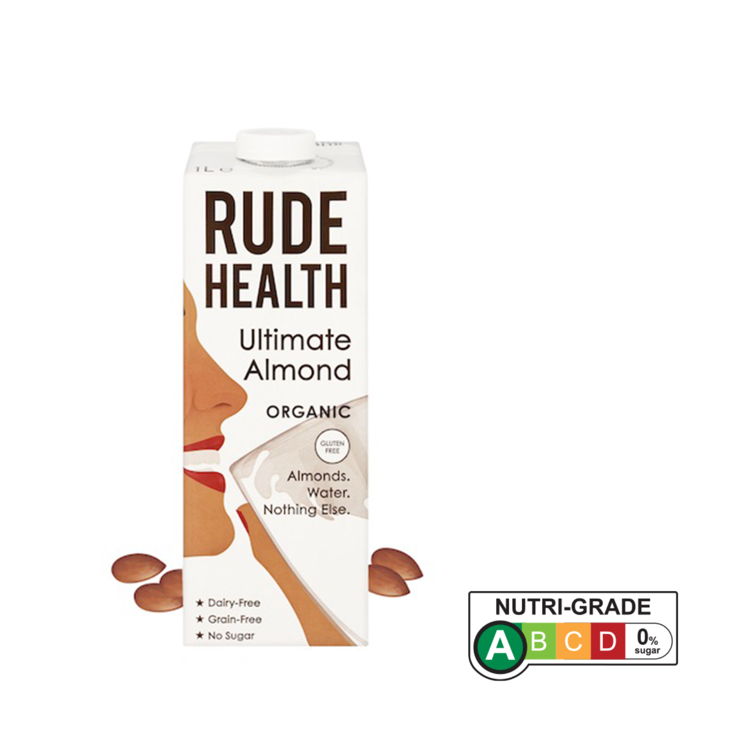 Rude Health Organic Dairy-free Drink - Ultimate Almond (Gluten Free), 1L.
